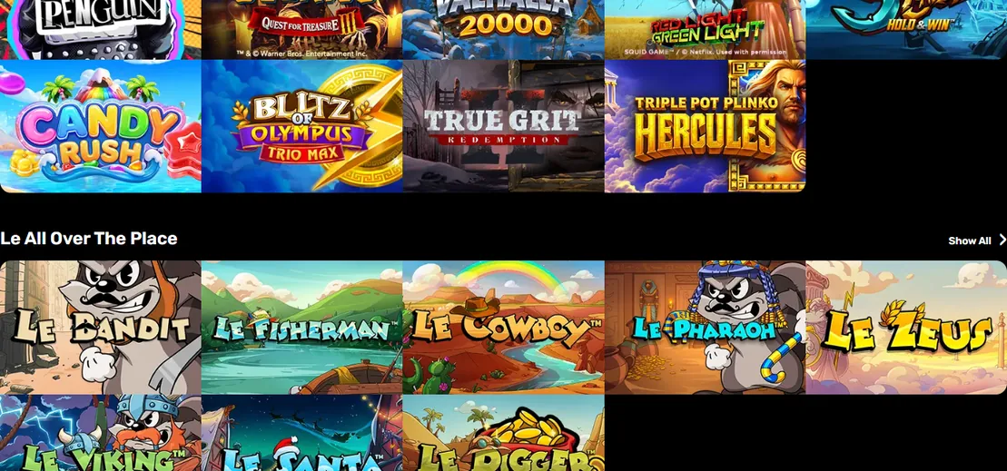 Bläddra exklusiva spelkategorier